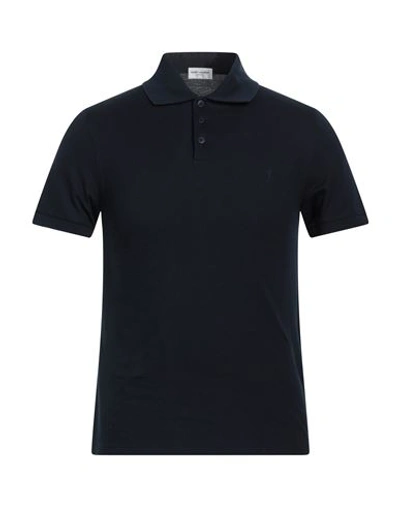 Shop Saint Laurent Man Polo Shirt Midnight Blue Size Xs Cotton