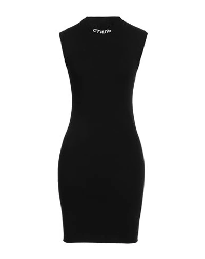 Shop Heron Preston Woman Mini Dress Black Size L Viscose, Polyester