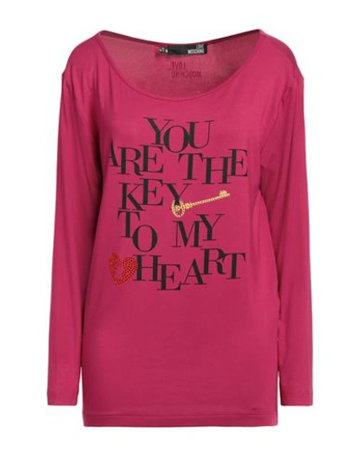 Shop Love Moschino Woman T-shirt Fuchsia Size 8 Modal, Elastane In Pink