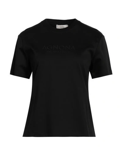 Shop Agnona Woman T-shirt Black Size L Cotton