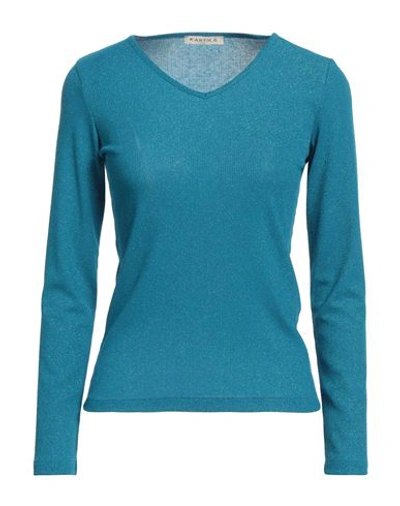 Shop Kartika Woman T-shirt Azure Size 6 Viscose, Polyester, Polyamide, Elastane In Blue