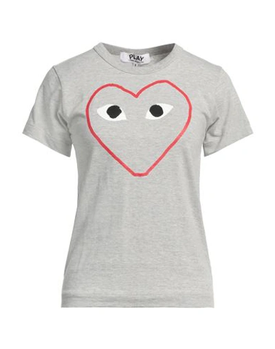 Shop Comme Des Garçons Play Woman T-shirt Grey Size M Cotton