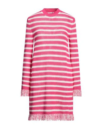 Shop Msgm Woman Mini Dress Fuchsia Size M Cotton In Pink