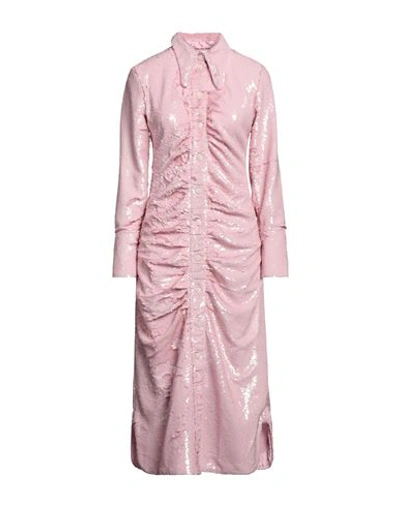 Shop Ganni Woman Midi Dress Pink Size 4 Polyester
