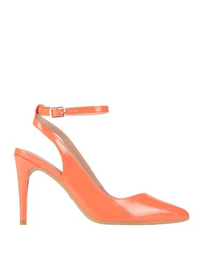 Shop Liu •jo Woman Pumps Orange Size 8 Soft Leather