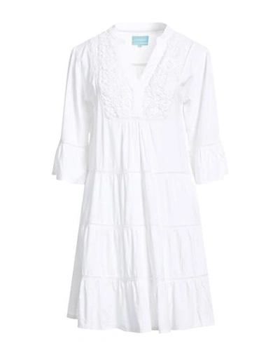Shop Iconique Woman Mini Dress White Size S Cotton, Linen