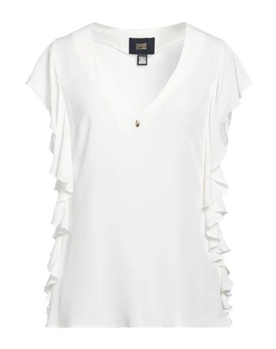 Shop Cavalli Class Woman Top White Size 8 Acetate, Silk