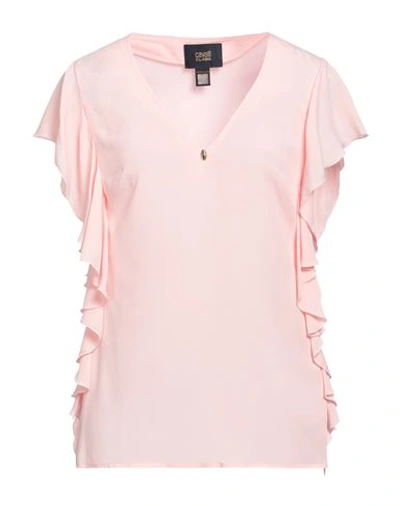 Shop Cavalli Class Woman Top Light Pink Size 6 Acetate, Silk