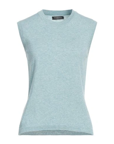 Hawico Woman Sweater Sky Blue Size L Cashmere In Blue