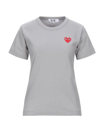 Shop Comme Des Garçons Play Woman T-shirt Grey Size M Cotton