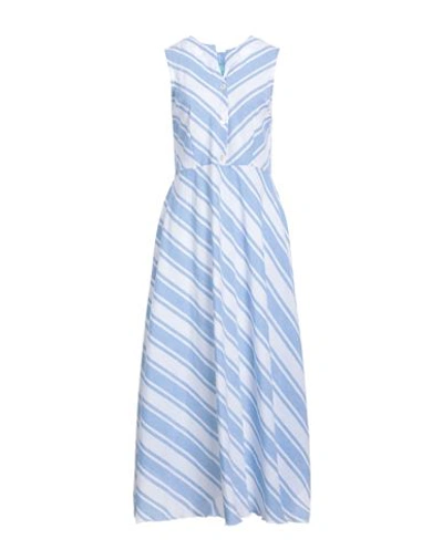 Shop Iconique Woman Midi Dress Pastel Blue Size S Cotton, Linen