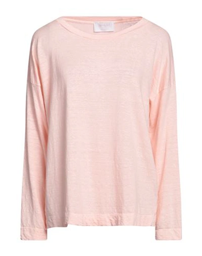 Shop Daniele Fiesoli Woman T-shirt Light Pink Size 4 Linen, Elastane