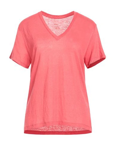 Shop Altea Woman T-shirt Coral Size S Linen In Red