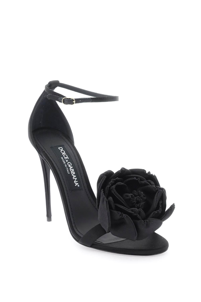 Shop Dolce & Gabbana Satin Sandals In Black