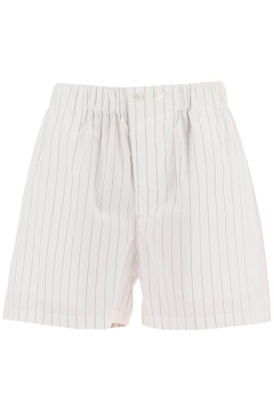 Bottega Veneta Pinstripe Poplin Shorts In White