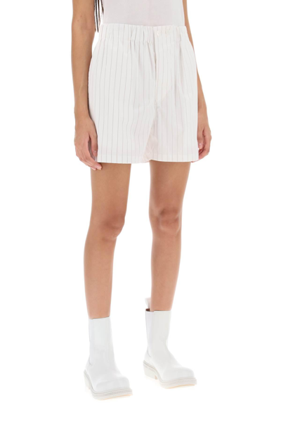 Bottega Veneta Pinstripe Poplin Shorts In White