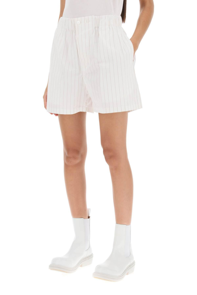 Bottega Veneta Pinstripe Poplin Shorts In White
