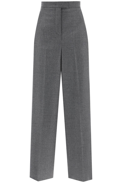 Shop Fendi Melange Wool Palazzo Pants In Grey