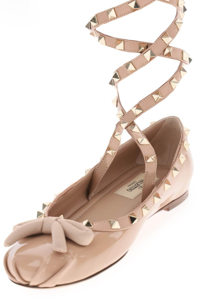 Shop Valentino Patent Leather Rockstud Ballet Flats In Pink