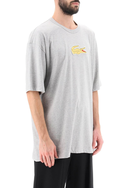 Shop Comme Des Garçons Shirt Lacoste Golden Crocodile T-shirt In Grey