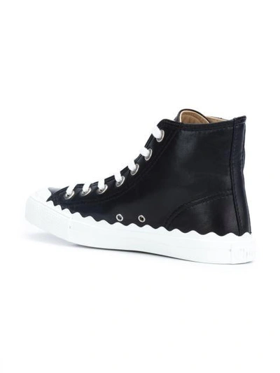 Shop Chloé Black Kyle Leather Hi Top Sneakers