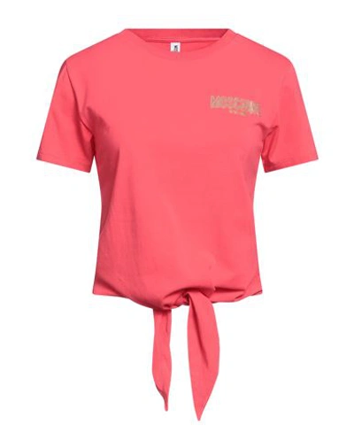 Shop Moschino Woman T-shirt Coral Size M Cotton, Elastane In Red