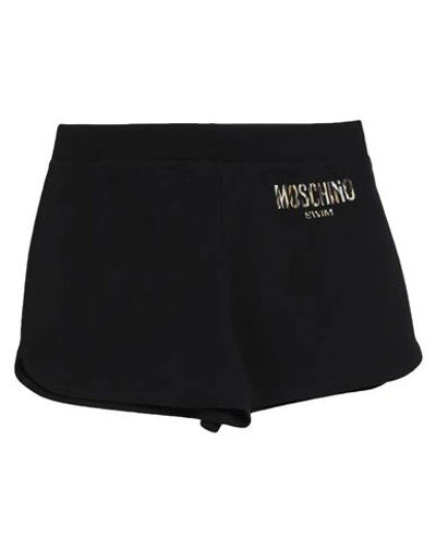 Shop Moschino Woman Beach Shorts And Pants Black Size Xl Cotton, Elastane
