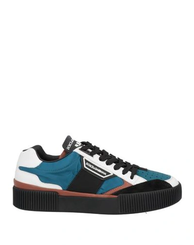 Dolce & Gabbana Man Sneakers Pastel Blue Size 6 Synthetic Fibers, Calfskin, Cotton In Blue