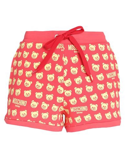 Shop Moschino Woman Beach Shorts And Pants Coral Size Xl Cotton, Elastane In Red