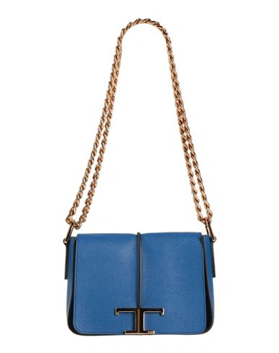 Shop Tod's Woman Shoulder Bag Bright Blue Size - Leather