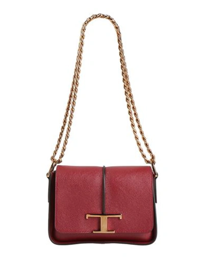 Shop Tod's Woman Shoulder Bag Burgundy Size - Leather In Red