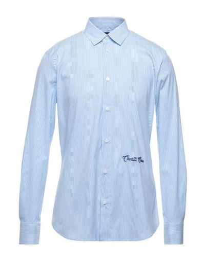 Shop Cavalli Class Man Shirt Sky Blue Size 38 Cotton, Polyamide, Elastane