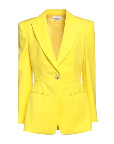 Shop Alexander Mcqueen Woman Blazer Yellow Size 10 Wool