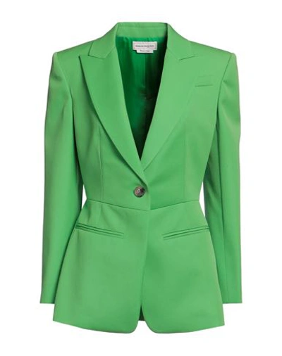 Shop Alexander Mcqueen Woman Blazer Green Size 6 Wool