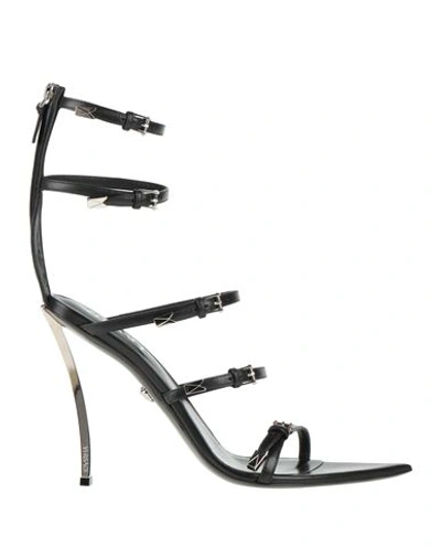 Shop Versace Woman Sandals Black Size 8 Calfskin