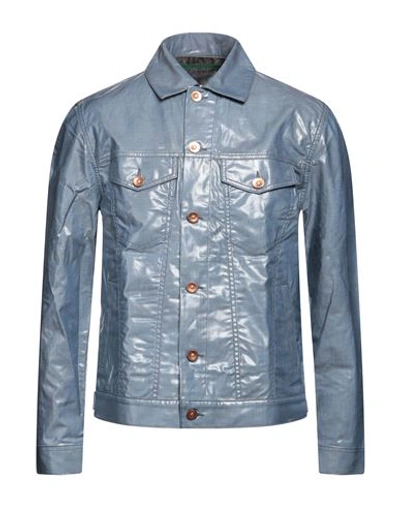 Hand Picked Man Jacket Pastel Blue Size L Cotton In Blue