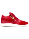 Giuseppe Zanotti 20mm Leather & Suede Sneakers, Red