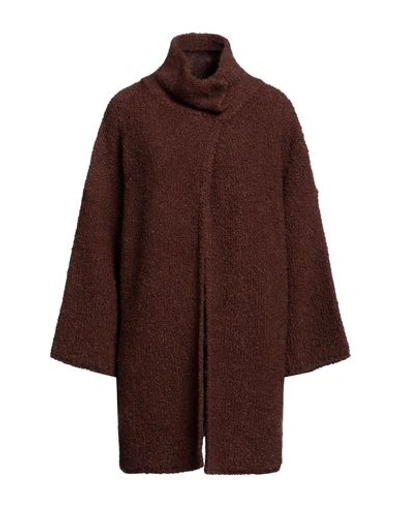 Shop Liu •jo Woman Overcoat & Trench Coat Dark Brown Size M Acrylic, Wool, Polyester, Alpaca Wool