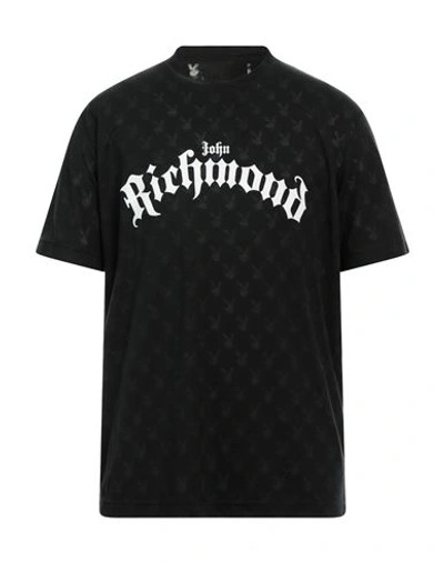 Shop John Richmond Man T-shirt Black Size Xxl Viscose, Polyester