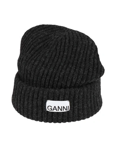 Ganni Woman Hat Steel Grey Size Onesize Wool, Recycled Wool, Recycled Polyamide In Grey