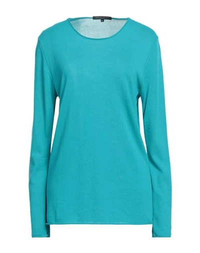 Shop Brian Dales Woman Sweater Turquoise Size Xl Cotton In Blue