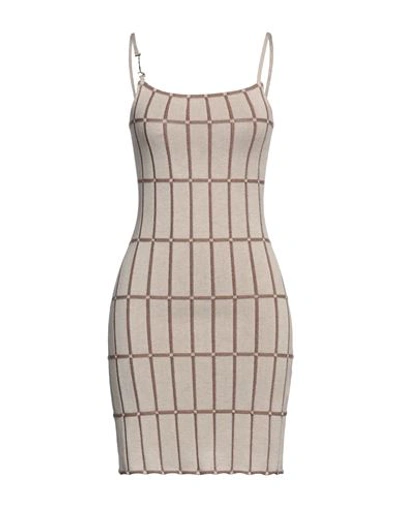 Shop Jacquemus Woman Mini Dress Beige Size 8 Viscose, Polyamide, Elastane