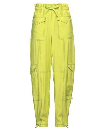 Shop Ganni Woman Pants Acid Green Size 8/10 Viscose, Recycled Polyester