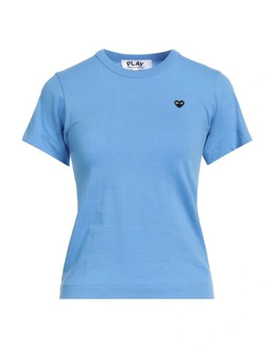 Shop Comme Des Garçons Play Woman T-shirt Azure Size Xs Cotton In Blue