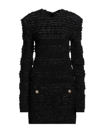 Shop Balmain Woman Mini Dress Black Size 6 Viscose, Polyamide, Polyester, Virgin Wool, Polyurethane