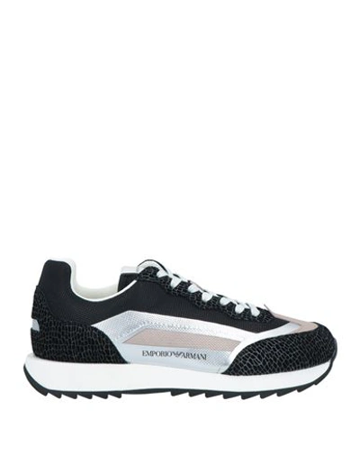 Shop Emporio Armani Woman Sneakers Black Size 6 Soft Leather, Textile Fibers