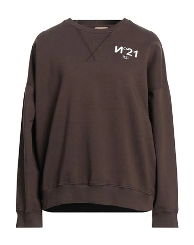 Shop N°21 Woman Sweatshirt Cocoa Size 10 Cotton In Brown