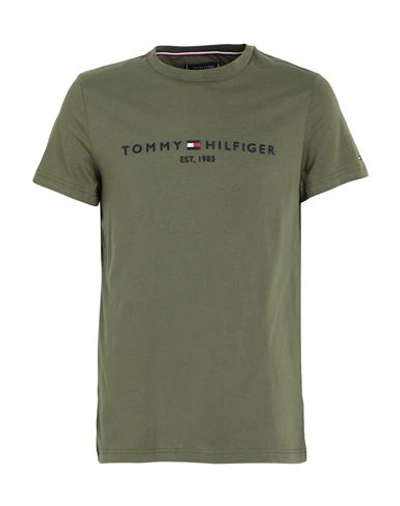 Shop Tommy Hilfiger Tommy Logo T-shirt Man T-shirt Military Green Size L Cotton