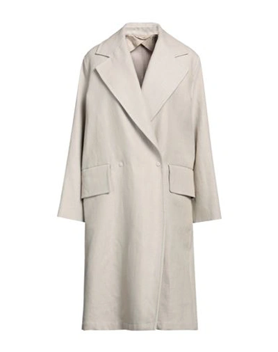 Shop Max Mara Woman Coat Beige Size 10 Linen
