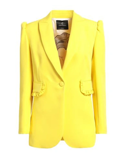 Shop Cristinaeffe Woman Blazer Yellow Size 2 Polyester, Elastane